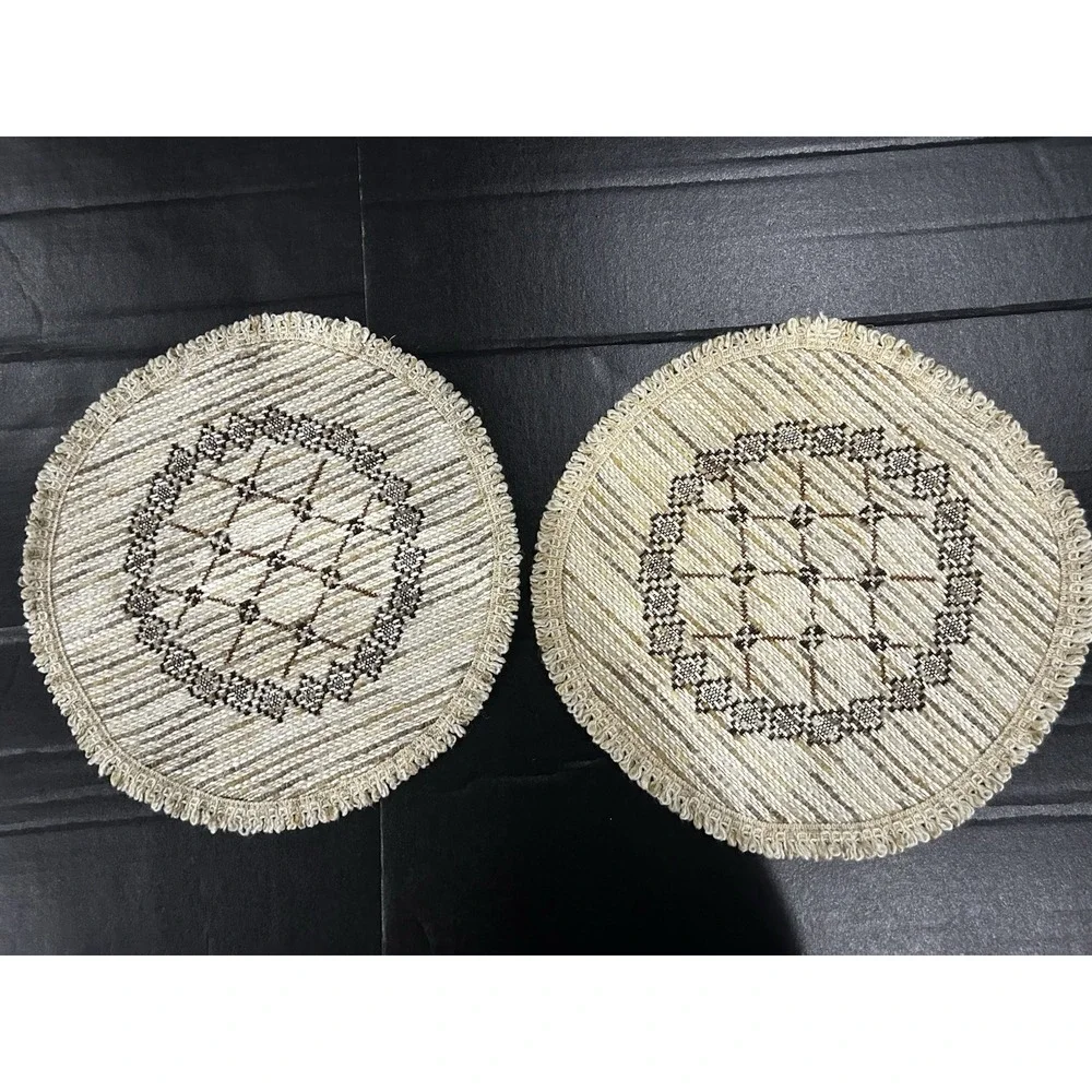 Vintage Woven Tapestry Placemats Set 2 Round 13